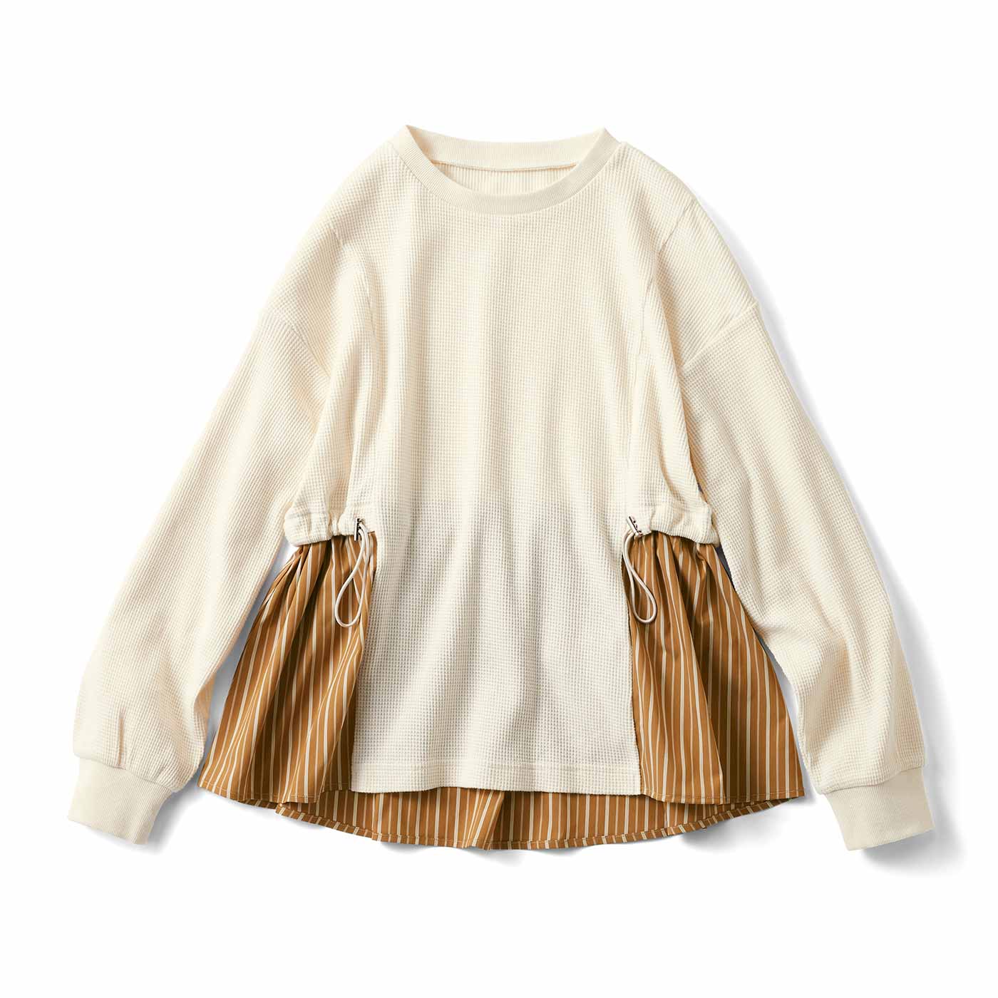 Live in  comfort|ワッフル素材のきれいめトップス〈ＩＶ〉リブイン