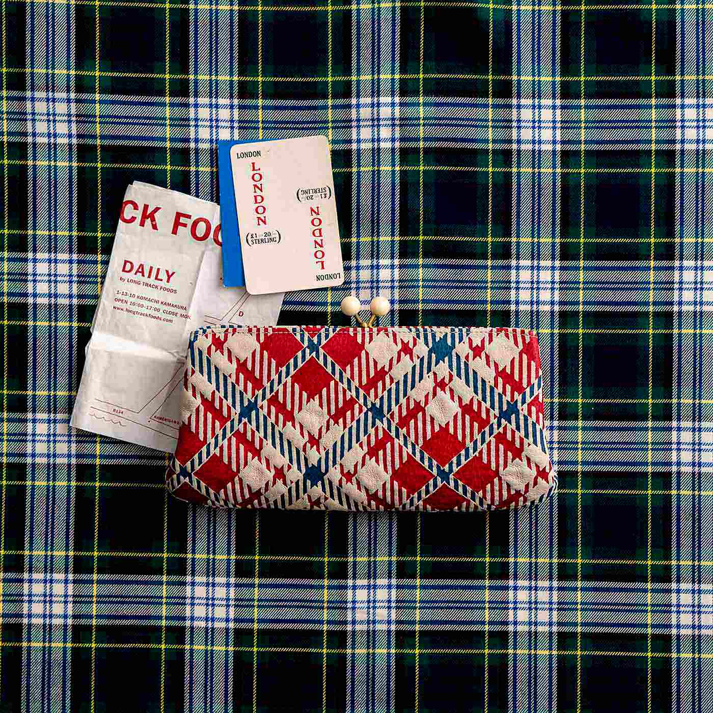 フェリシモの雑貨 Kraso|革友禅のがま口長財布〈レッドチェック〉